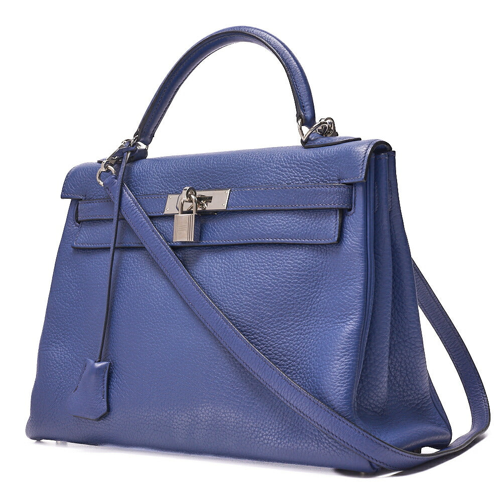 Pre-Owned Kelly 32 Handbag Trialon Clemence Black Gold-Tone Hardware, Pre-Owned
