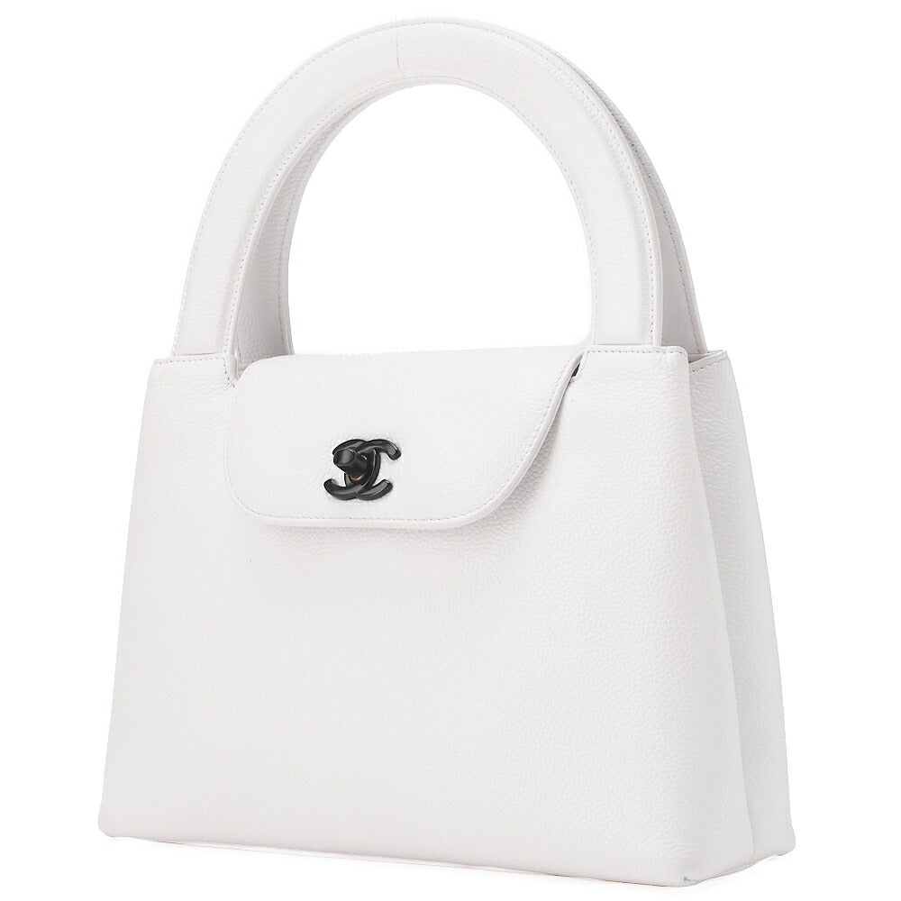 Pre-Owned Bicolore Handbag Mini Kelly Shape Caviar Skin White Gold-Tone Hardware, Pre-Owned