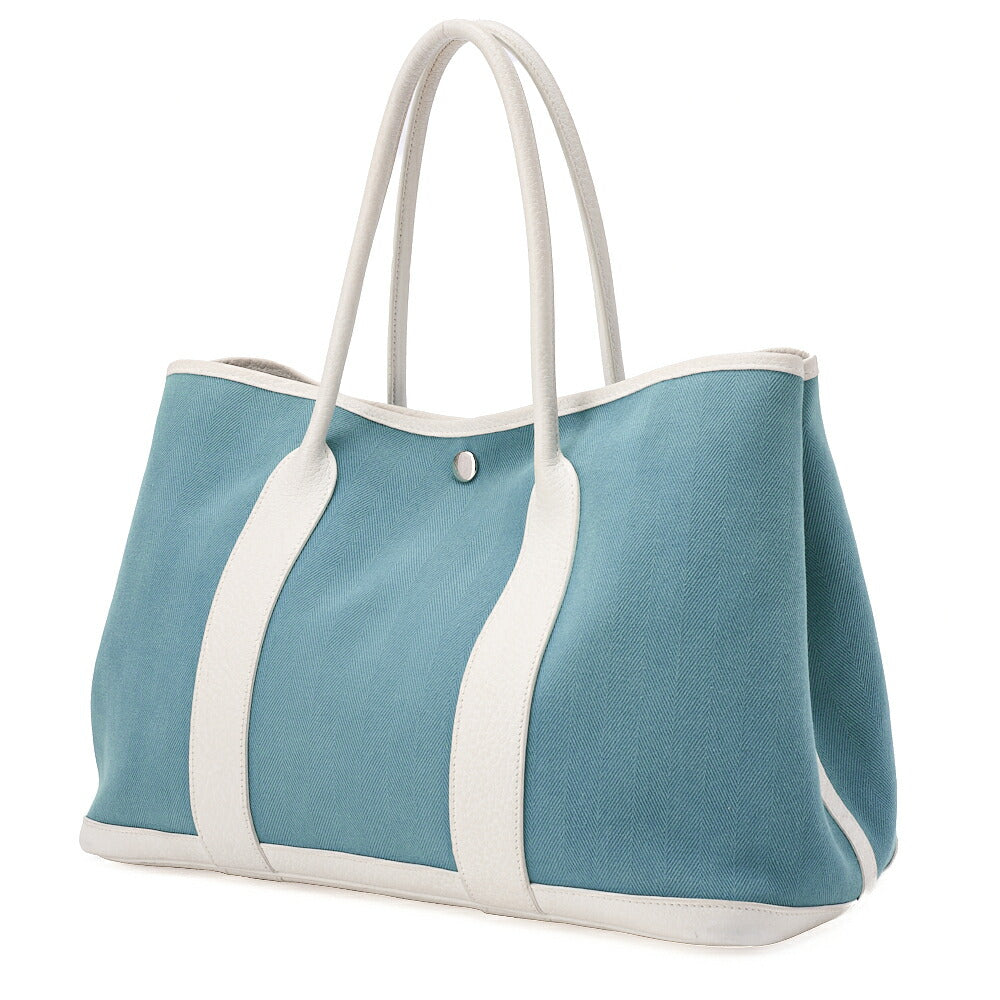 Pre-Owned Garden Party PM Tote Bag to Negonda x Canvas Blue Sun Seal x White Silver-Tone Hardware, Pre-Owned