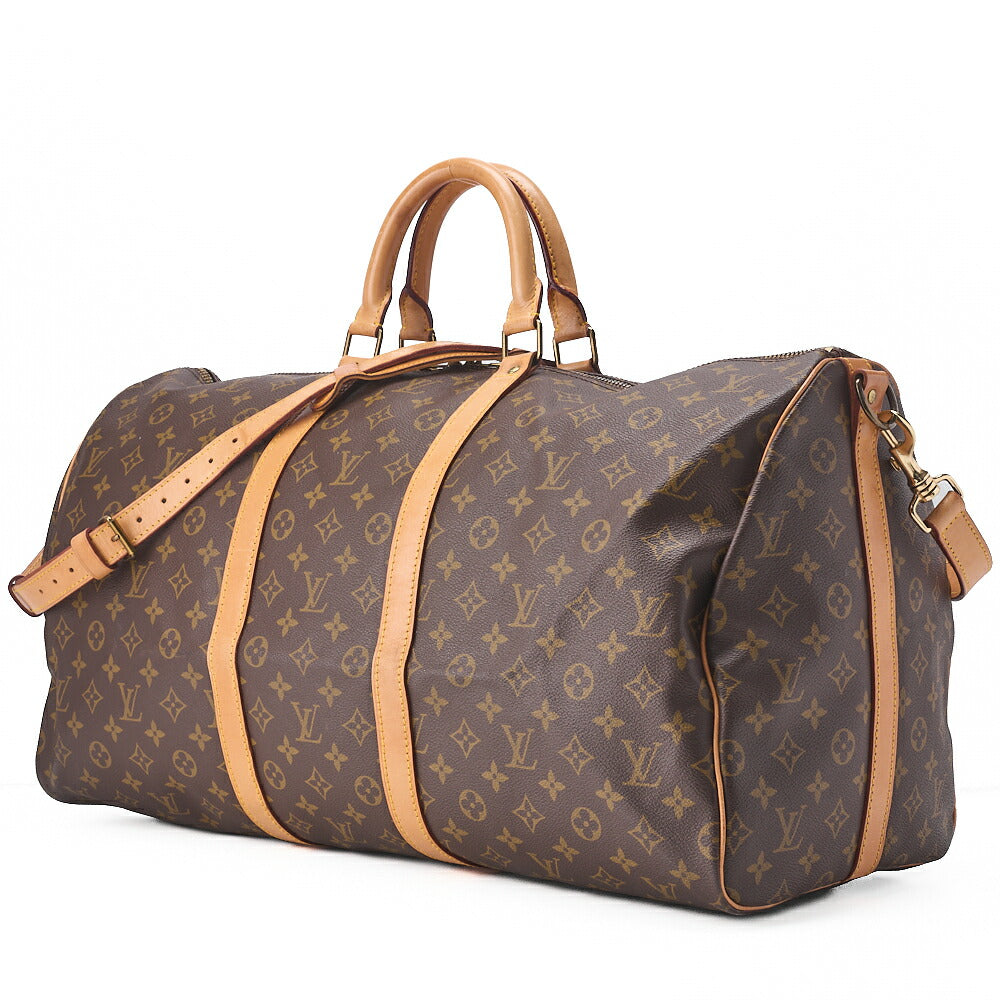 Pre-Owned VUITTON Vuitton Monogram Keepol bandouliere 55 Boston Bag Brown Gold-Tone Hardware, Pre-Owned