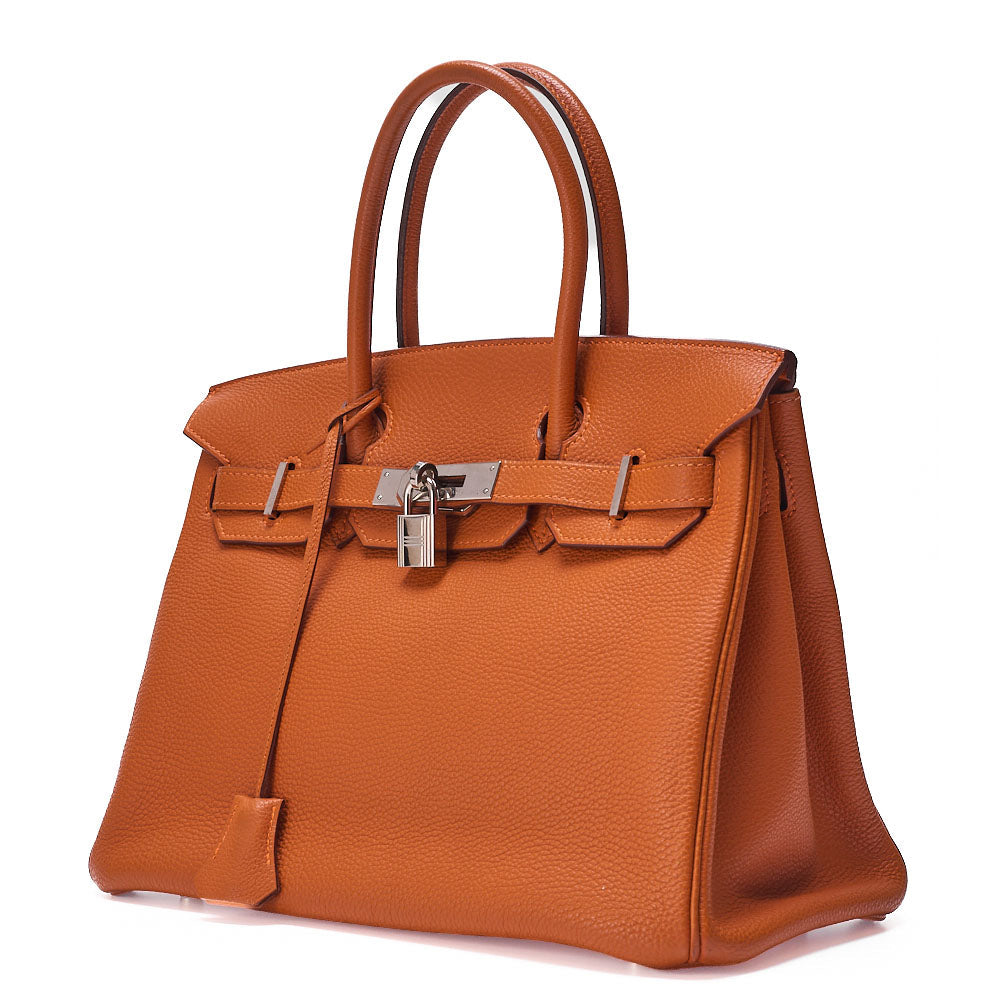 Pre-Owned Birkin 30 Handbag Togo Potiron Silver-Tone Hardware, Pre-Owned