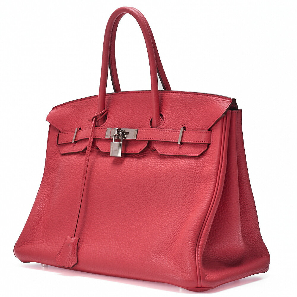 Pre-Owned Birkin 35 Handbag Tryon Cl?mance Bougainvillea Silver-Tone Hardware, Pre-Owned