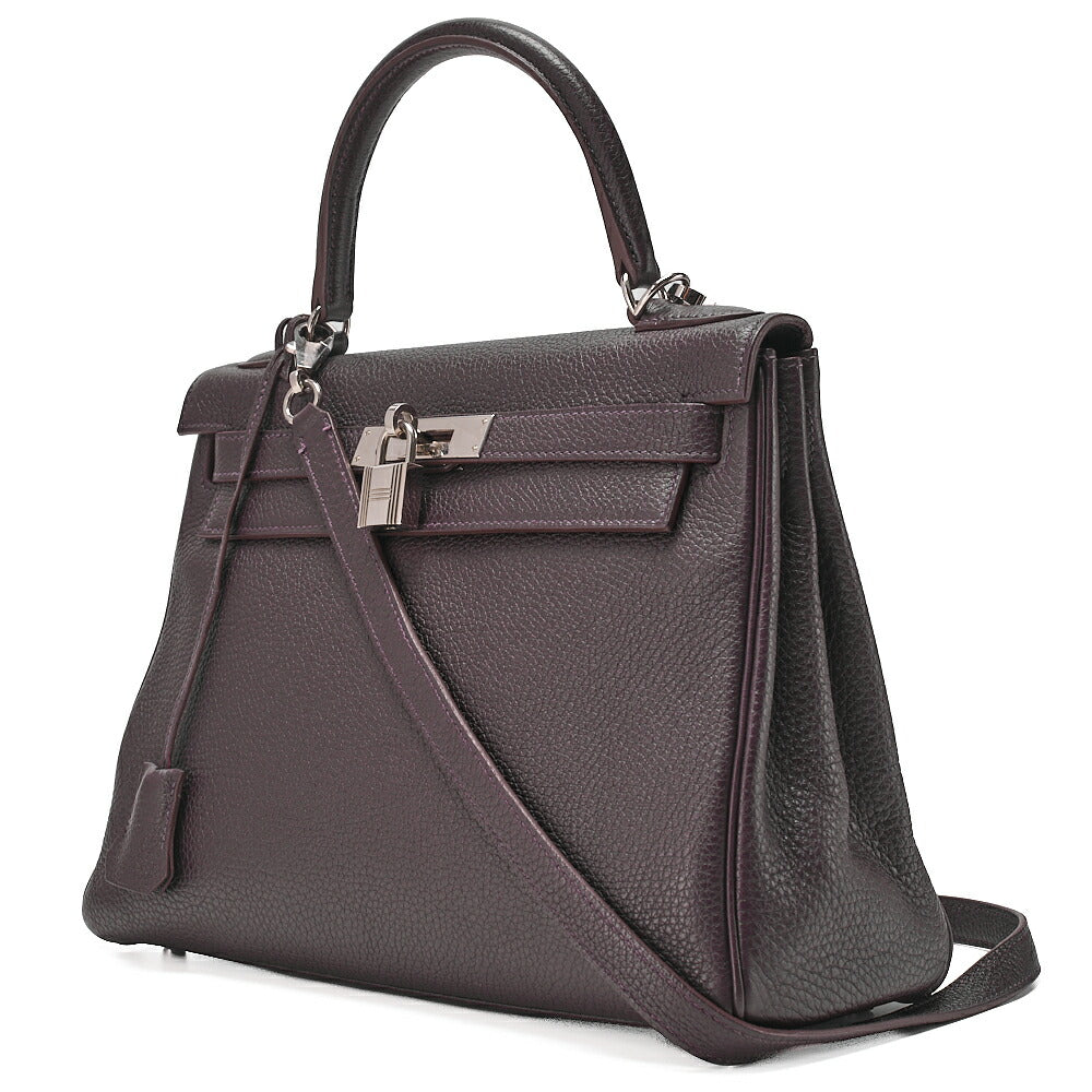 Pre-Owned Kelly 28 Handbag Inner Stitch Togo Rezan Silver-Tone Hardware, Pre-Owned