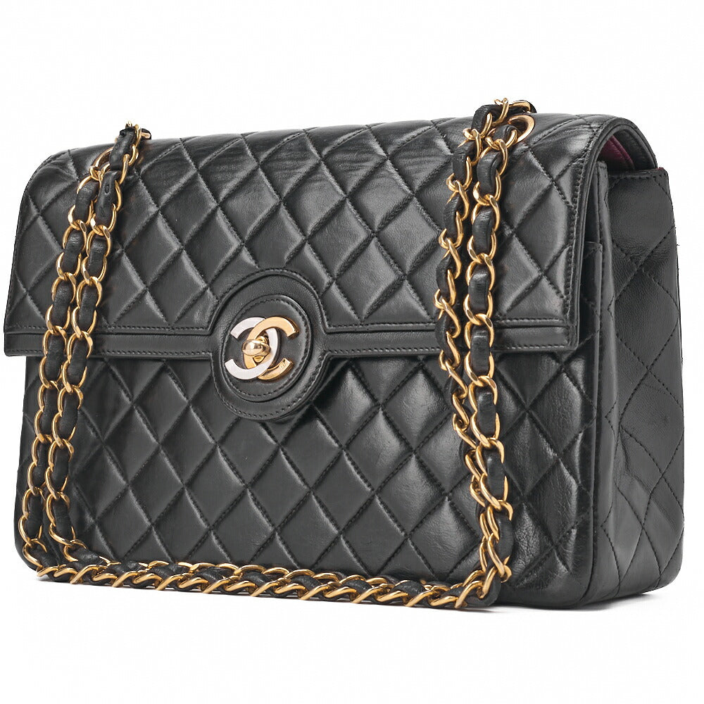 Pre-Owned Chain Shoulder Bag Matelassé Paris Limited Turnlock Lambskin Black Gold-Tone Hardware, Pre-Owned