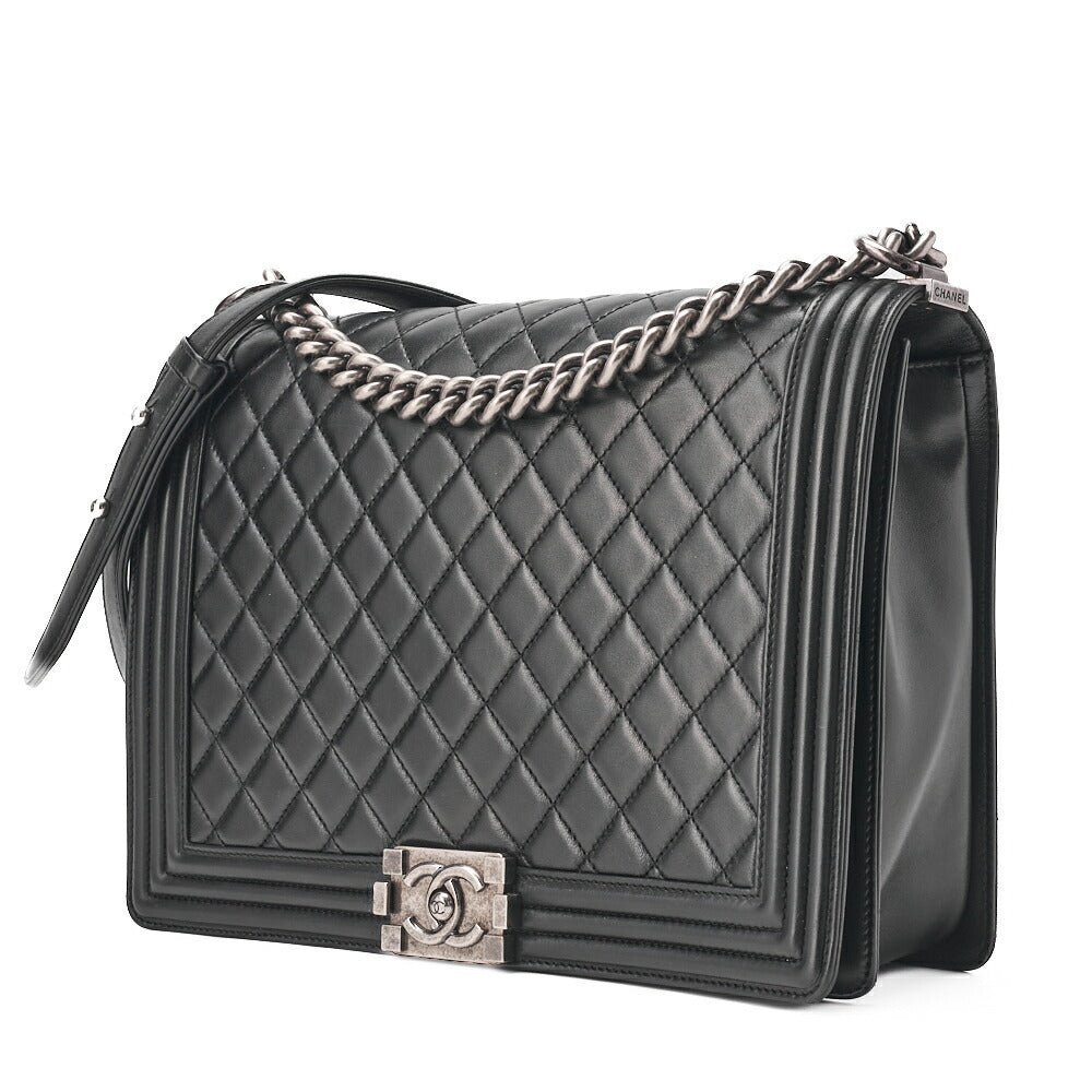 Pre-Owned Boy Matelassé Chain Shoulder Lambskin Large Size Silver-Tone Hardware, Pre-Owned