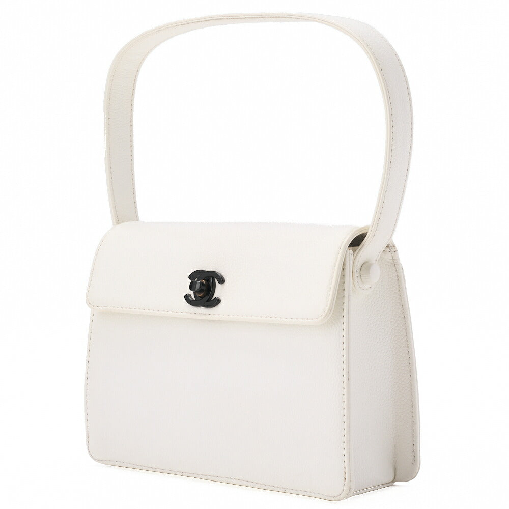 Pre-Owned Handbag Mini Kelly Shape Caviar Skin White Gold-Tone Hardware, Pre-Owned