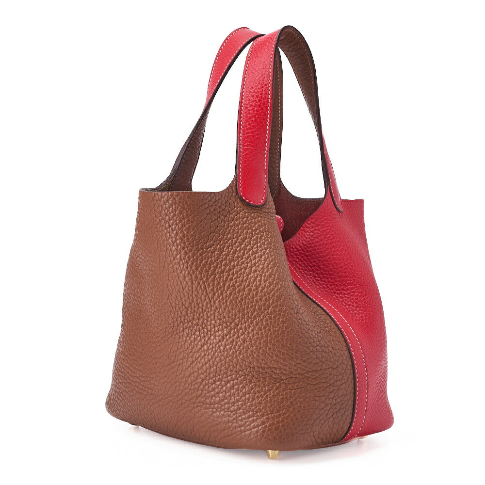 Pre-Owned Picotan Lock PM Handbag Tryon Clemence Brown x Rose Jaipur Handbag Gold-Tone Hardware, Pre-Owned