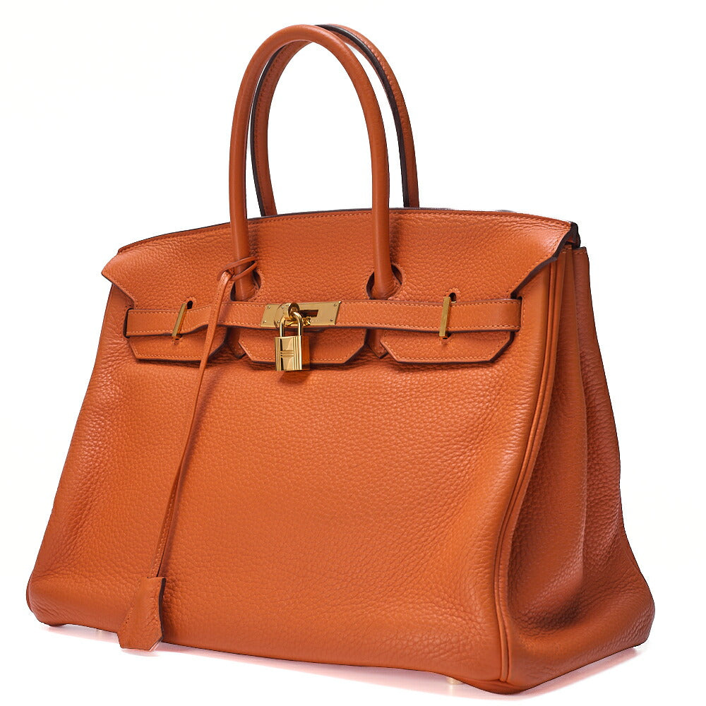 Pre-Owned Birkin 35 Handbag Tryon Cl?ment Orange Gold-Tone Hardware, Pre-Owned