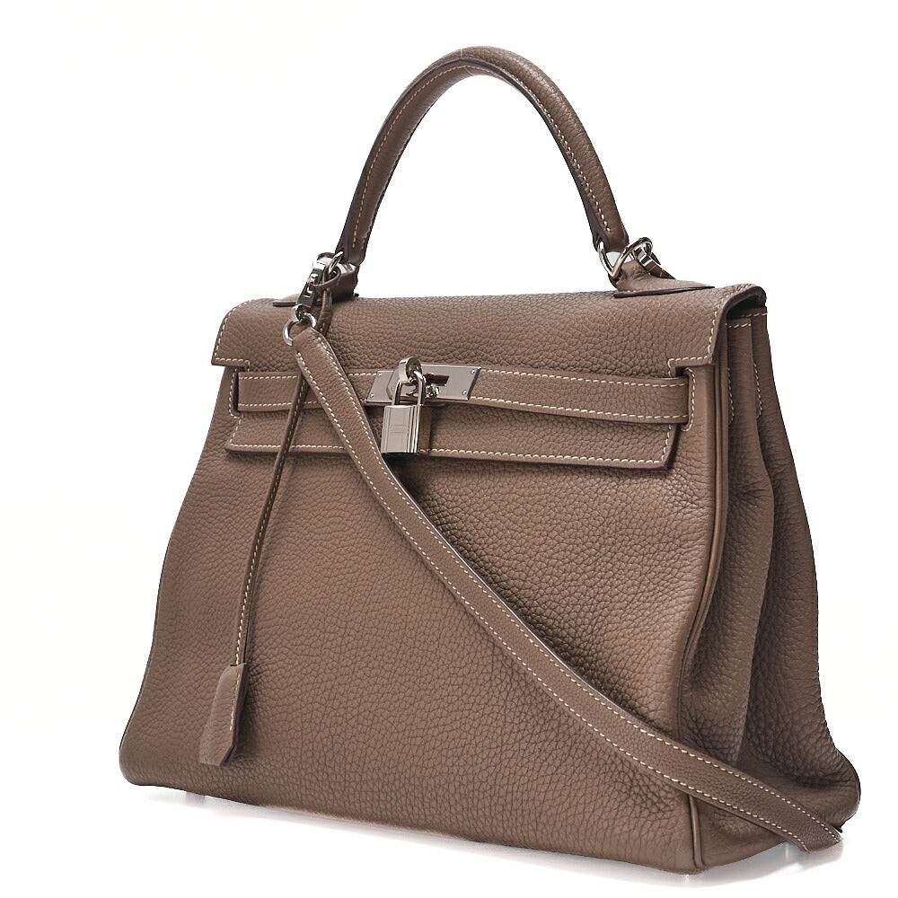 Pre-Owned Kelly 32 Handbag Inseam Tryon Clemence Etoup Silver-Tone Hardware, Pre-Owned