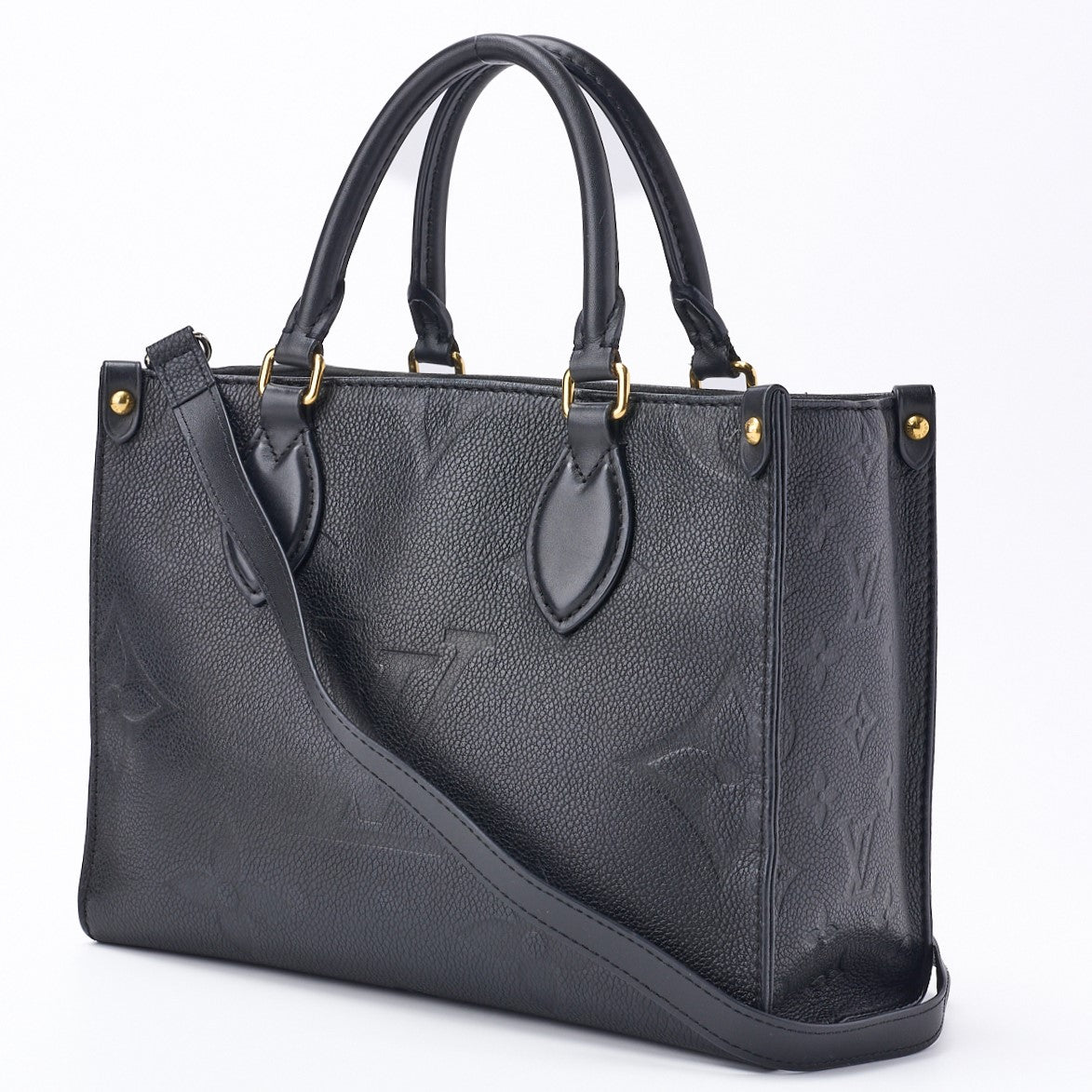 Pre-Owned Vuitton OnTheGo PM Tote Bag 2WAY Monogram Unplanted Leather Black Gold-Tone Hardware Pre-Owned