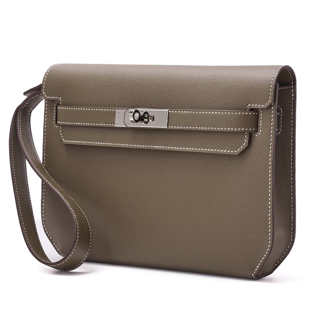 Pre-Owned Shoulder Bag, Kelly Depeche 25, Epson, Etoupe, Silver-Tone Hardware, Pre-Owned