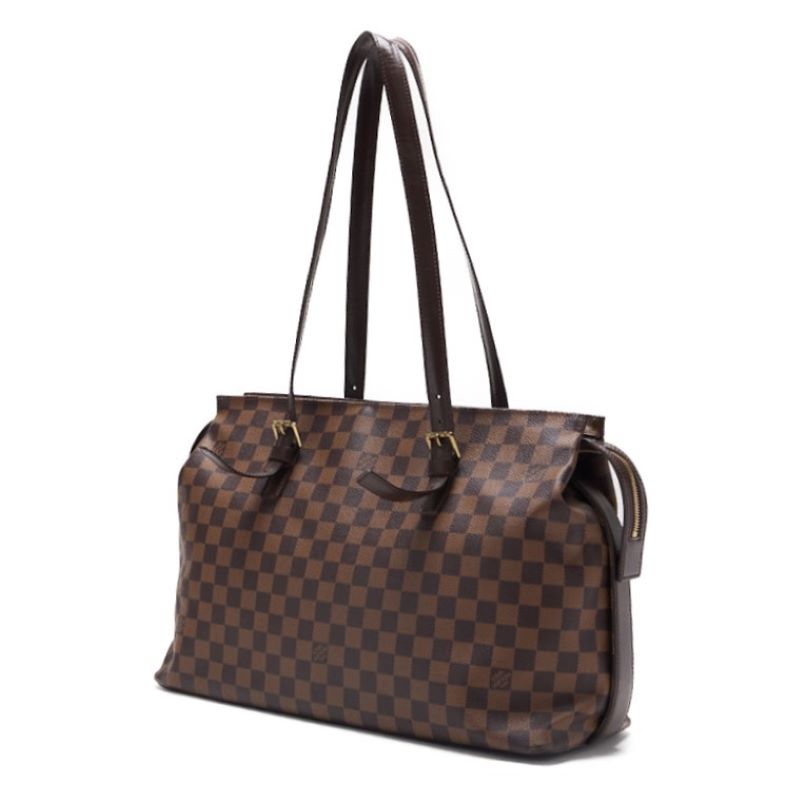 Pre-Owned Vuitton Shoulder Bag, Damier Chelsea, PVC Leather, Damier, Gold-Tone Hardware, Pre-Owned
