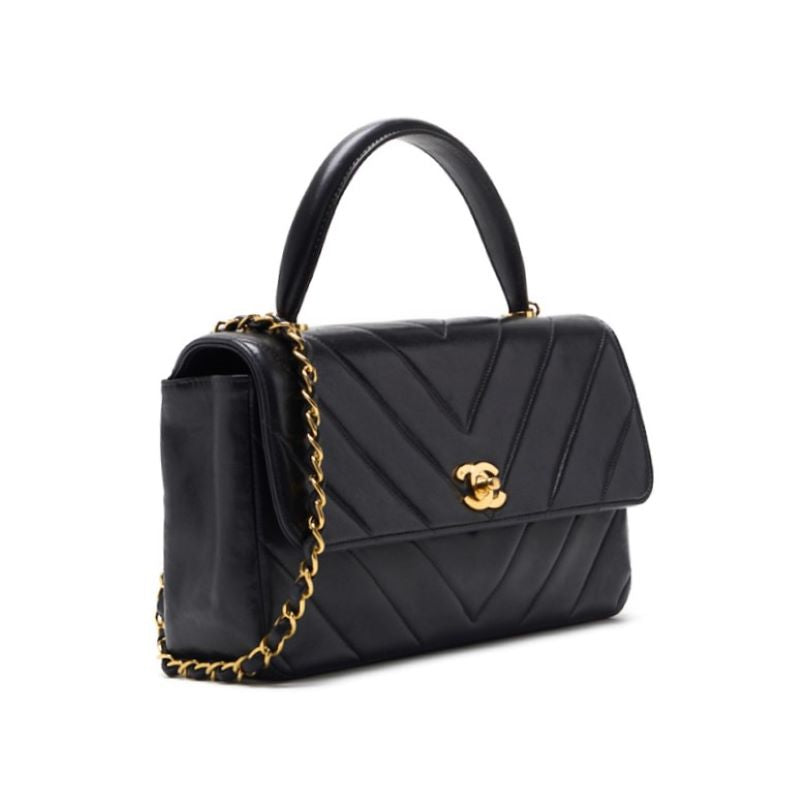 Gebrauchte Handtasche V Stitch Coco Handle 2WAY Lammleder Pink Gold-Tone Hardware Pre-Owned