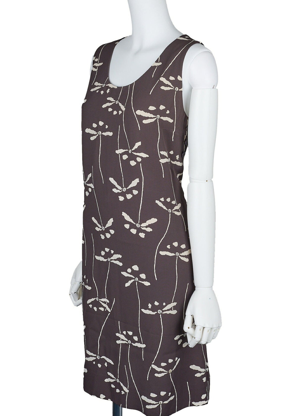 Pre-Owned Dress Skirt Coco Mark Dragonfly Rayon Acetate Brown Gold-Tone Hardware Pre-Owned