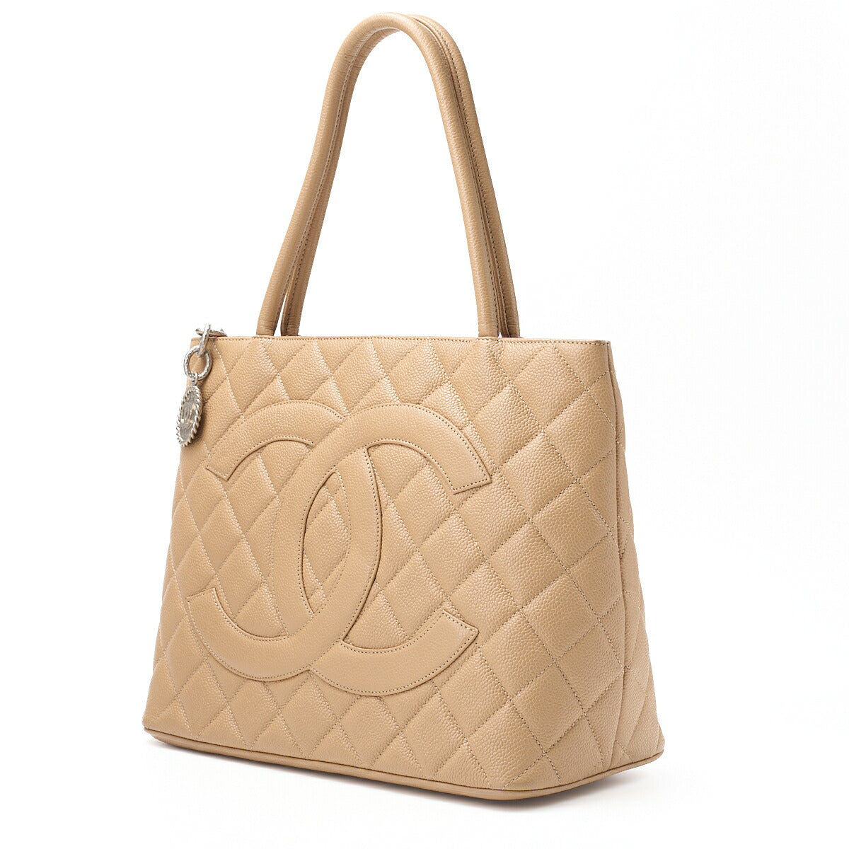 Pre-Owned Tote Bag, Matelasse Reprint, Caviar Skin, Beige, Silver-Tone Hardware, Pre-Owned
