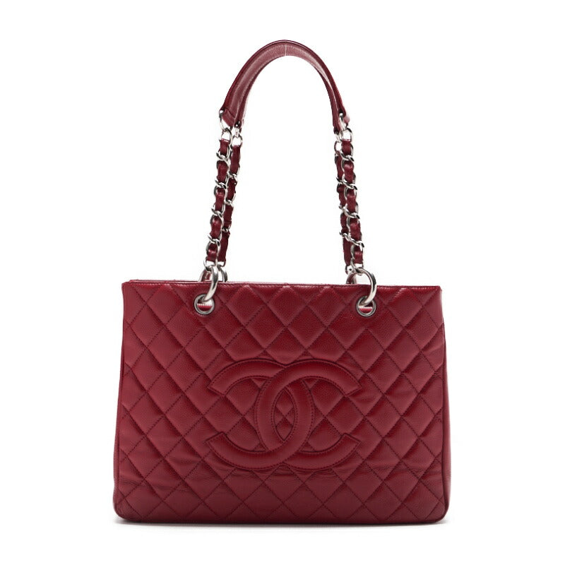 Sac bandoulière d'occasion, matelassé, Coco Mark, cuir caviar, rouge, finitions argentées, d'occasion