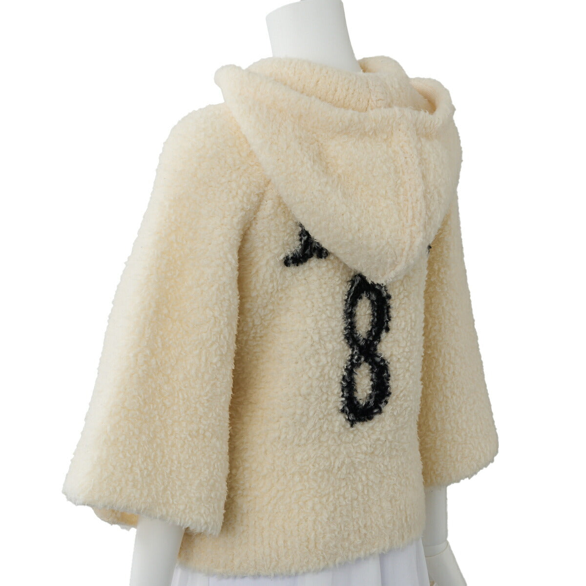 Pre-Owned Hoodie Knit Top, J'ADIOR 8 Jadiol Logo, Wool Nylon Blend, Ivory, Silver-Tone Hardware, Pre-Owned