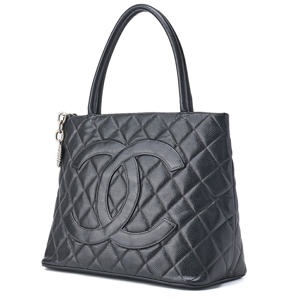 Sac fourre-tout d'occasion Matelasse Reprint Caviar Skin Noir Quincaillerie argentée D'occasion