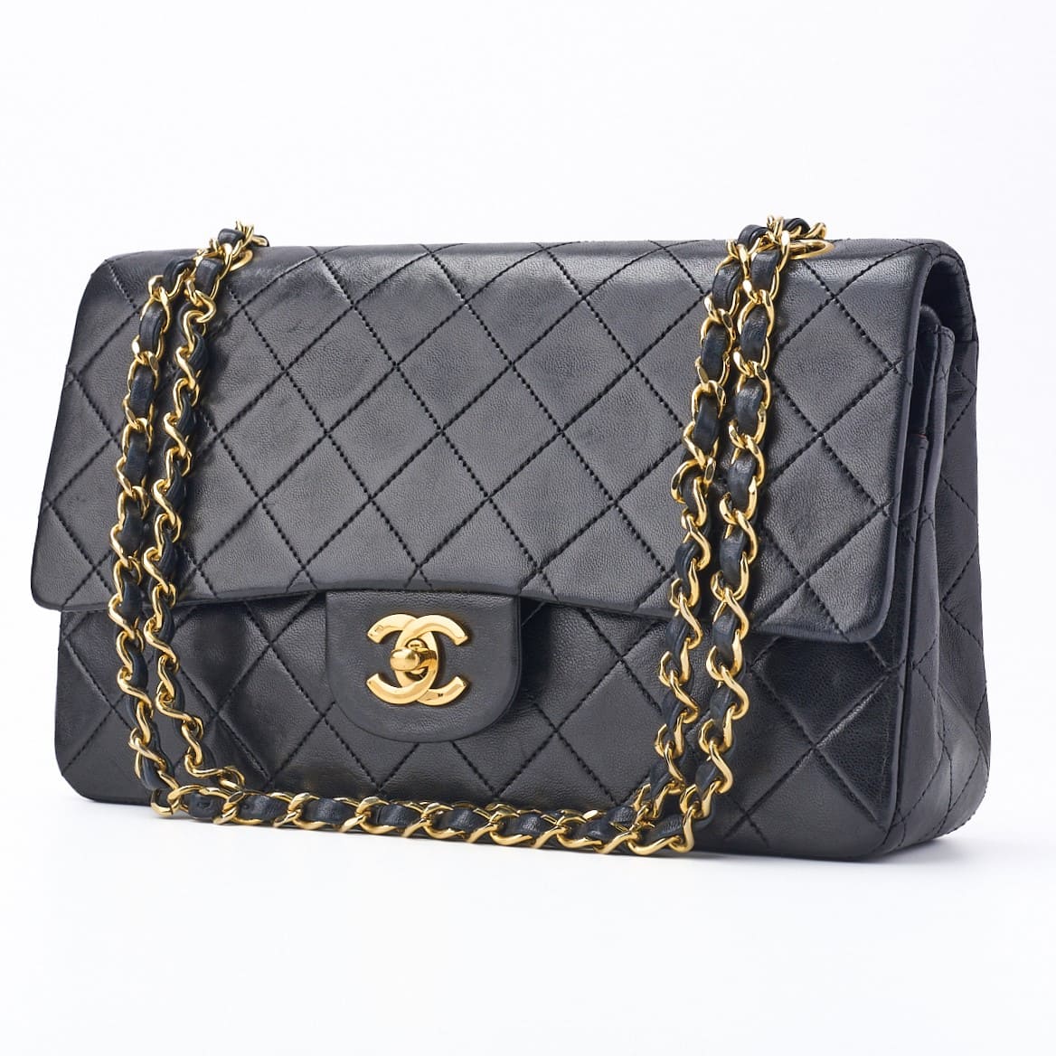 Pre-Owned Shoulder Bag Mini Matelasse Turn Lock Lambskin Black Gold-Tone Hardware Pre-Owned