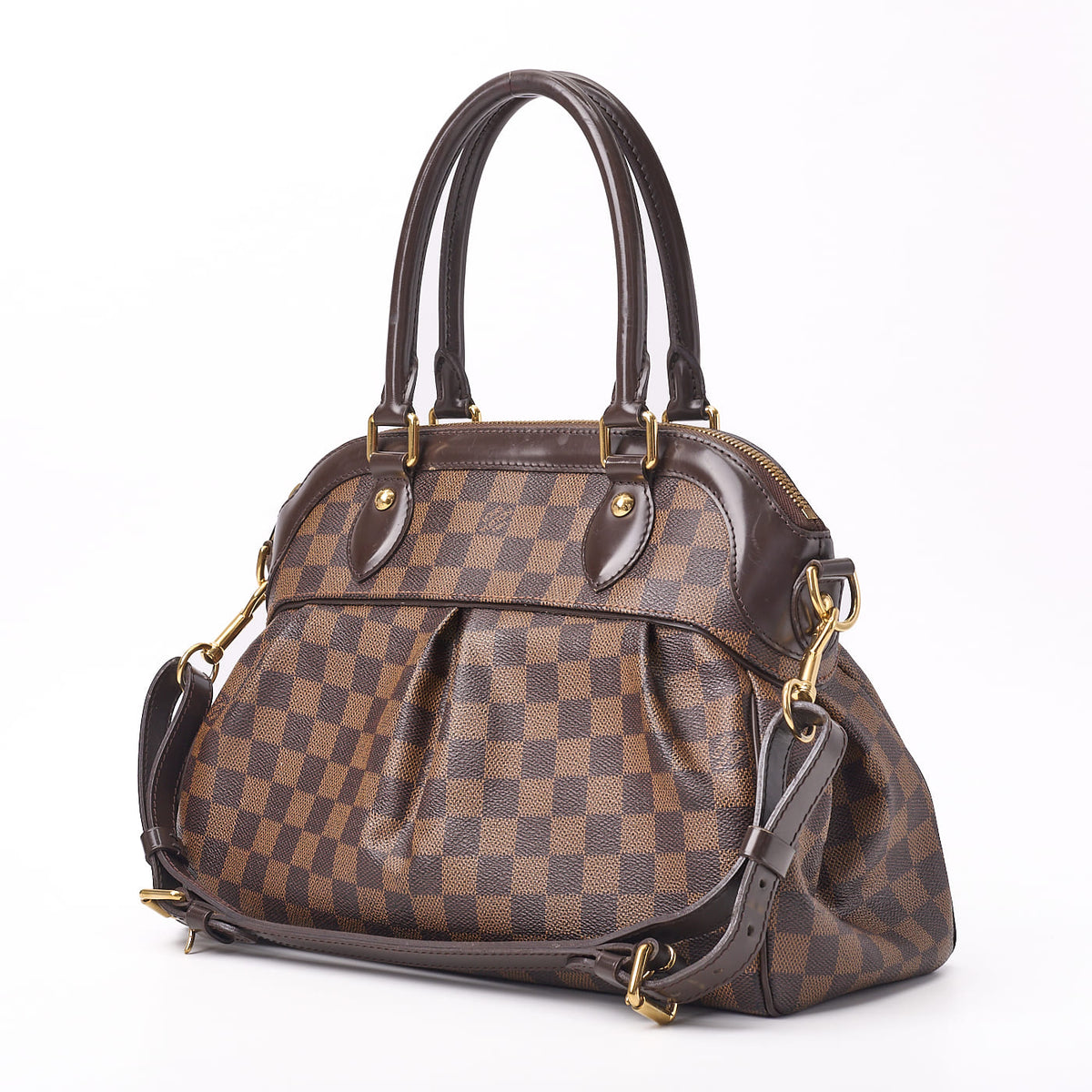 Pre-Owned Vuitton Tote Bag, Damier Trevi PM, Damier Ébène, Canvas, Brown, Gold-Tone Hardware, Pre-Owned