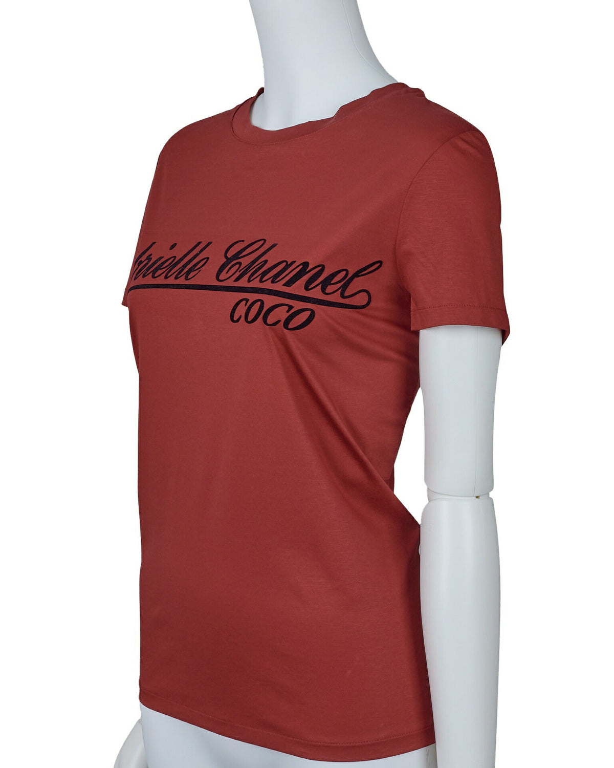 Pre-Owned T-Shirt Cut-and-Sew Short Sleeve Cotton Red Gold-Tone Hardware Pre-Owned