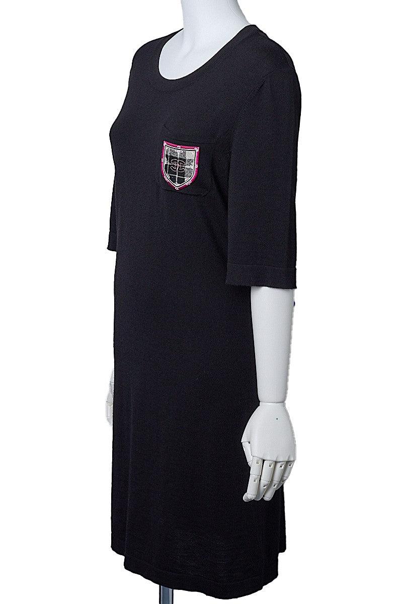 Pre-Owned One Piece Top, Coco Mark Emblem, Knitted, Wool, Black, Silver-Tone Hardware, Pre-Owned
