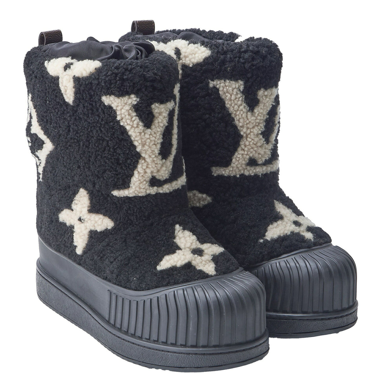 Pre-Owned Vuitton Boots, Polarline Monogram, Shearling, Black, Silver-Tone Hardware, Pre-Owned