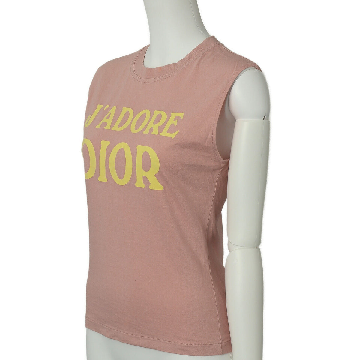 Pre-Owned Sleeveless T-Shirt J'ADORE Logo Cotton Pink Gold-Tone Hardware Pre-Owned