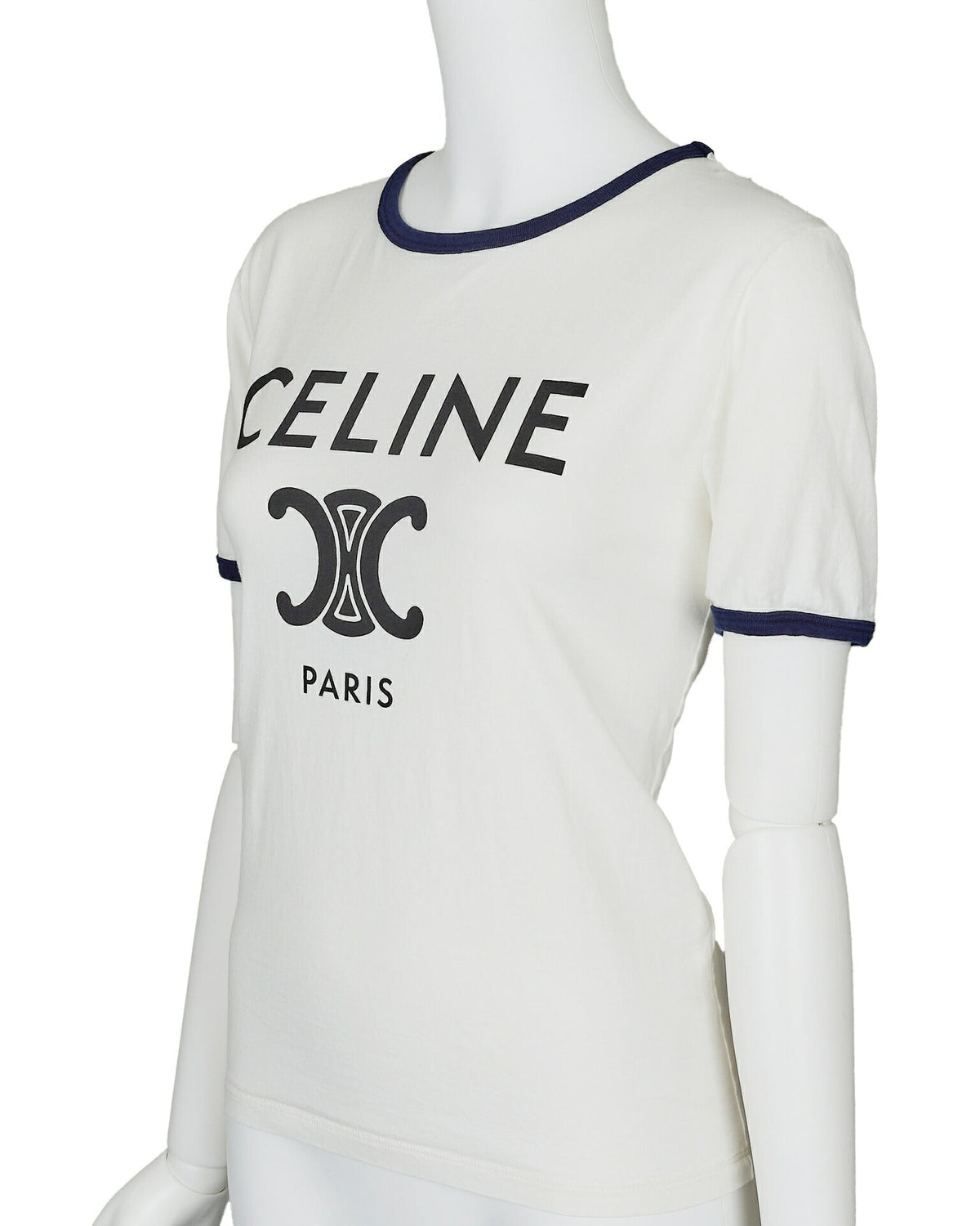 Gebrauchtes T-Shirt, Triomphe-Logo, Schnitt und Nähte, Baumwolle, weiß, gebraucht